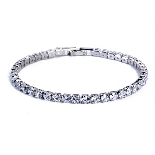 Women's Tennis Bracelet Gold Silver Plated Cubic Zirconia Jewelry 7"" Chain Crystal Diamond Bracelet