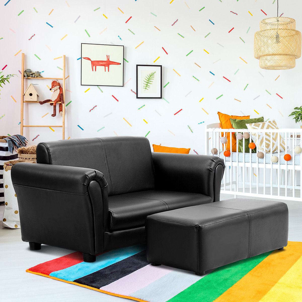 Kids Sofa Armrest Couch With Ottoman