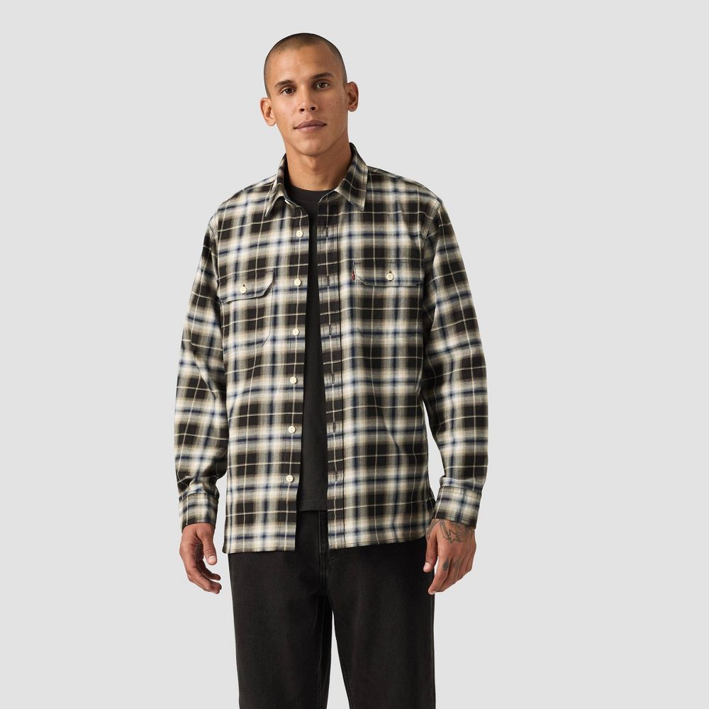 Levi's Men's Relaxed Fit Long Sleeve Worker Plaid Button-Down Shirt - Black