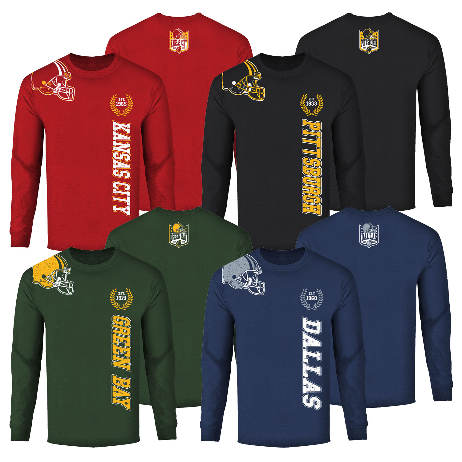 Men's Football Home Team Long Sleeve Shirts