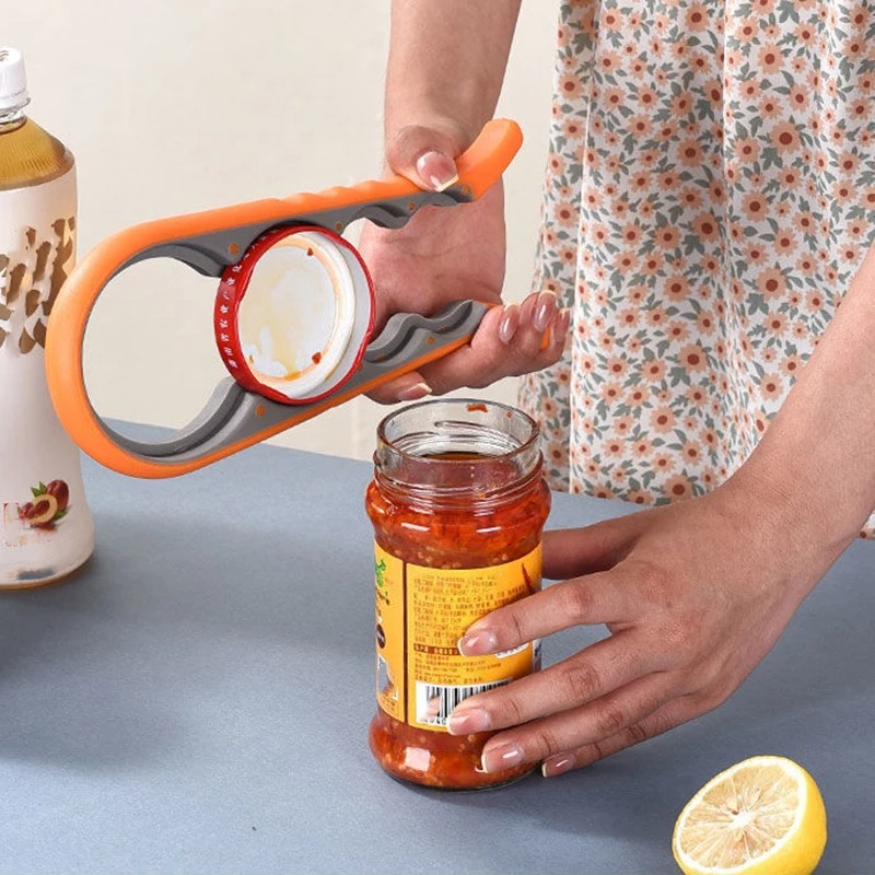 4-in-1 Bottle & Lid Opener – Multi-Functional Rubber Jar Gripper