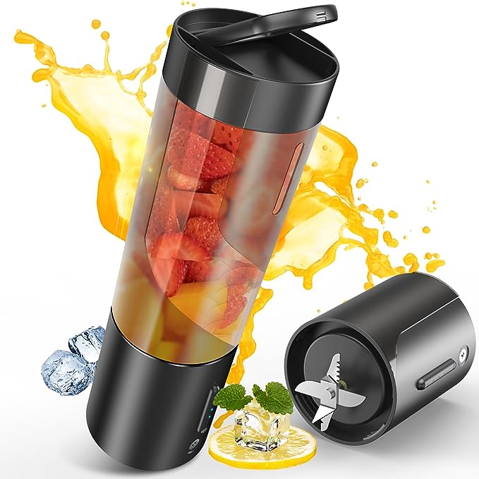 Owaylon Personal Size Blender for Shakes Smoothies 6 Ultra Sharp Blades - BLACK