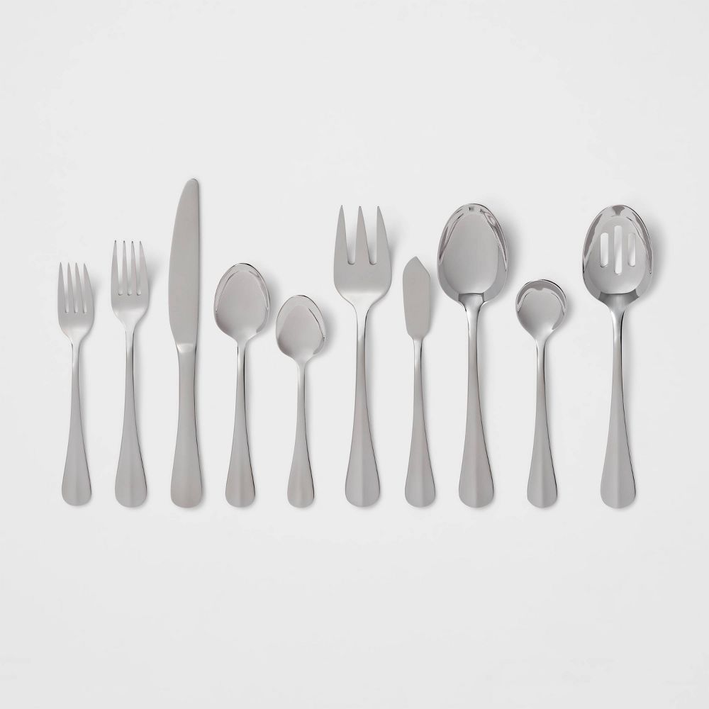 65pc Sussex Flatware Set Silver - Threshold™: Stainless Steel Silverware Service for 12, Dishwasher-Safe