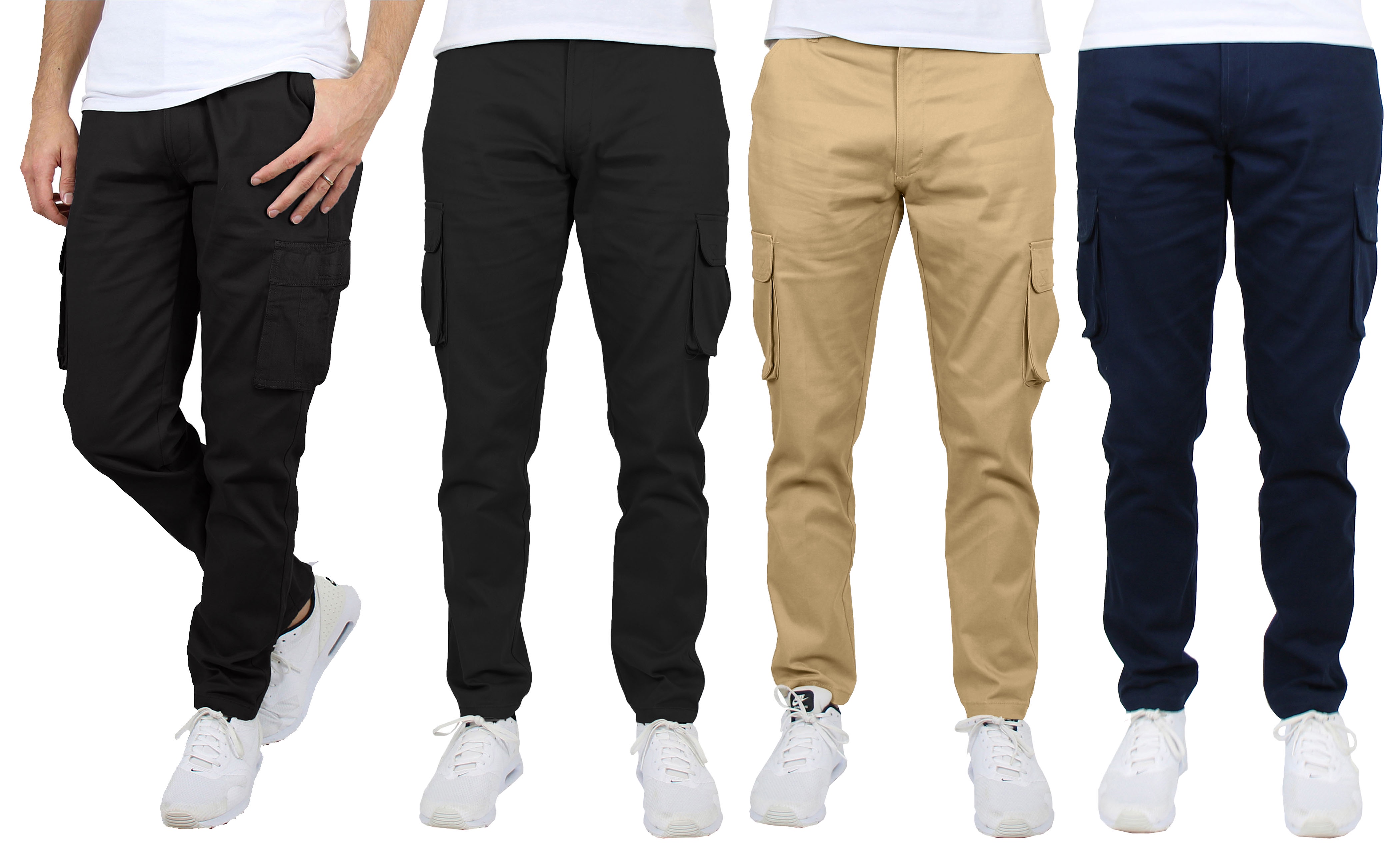 3-Pack Men's Flex-Stretch Cotton Cargo Pants (31" Inseam)