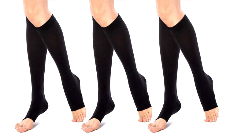 Knee High Open-Toe Compression Socks (3-Pack)