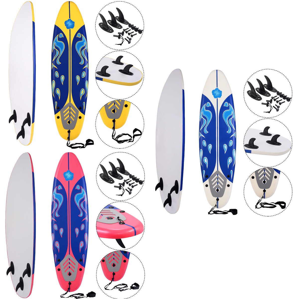 Costway 6' Surfboard Surf Foamie Boards Surfing Beach Ocean Body Boarding