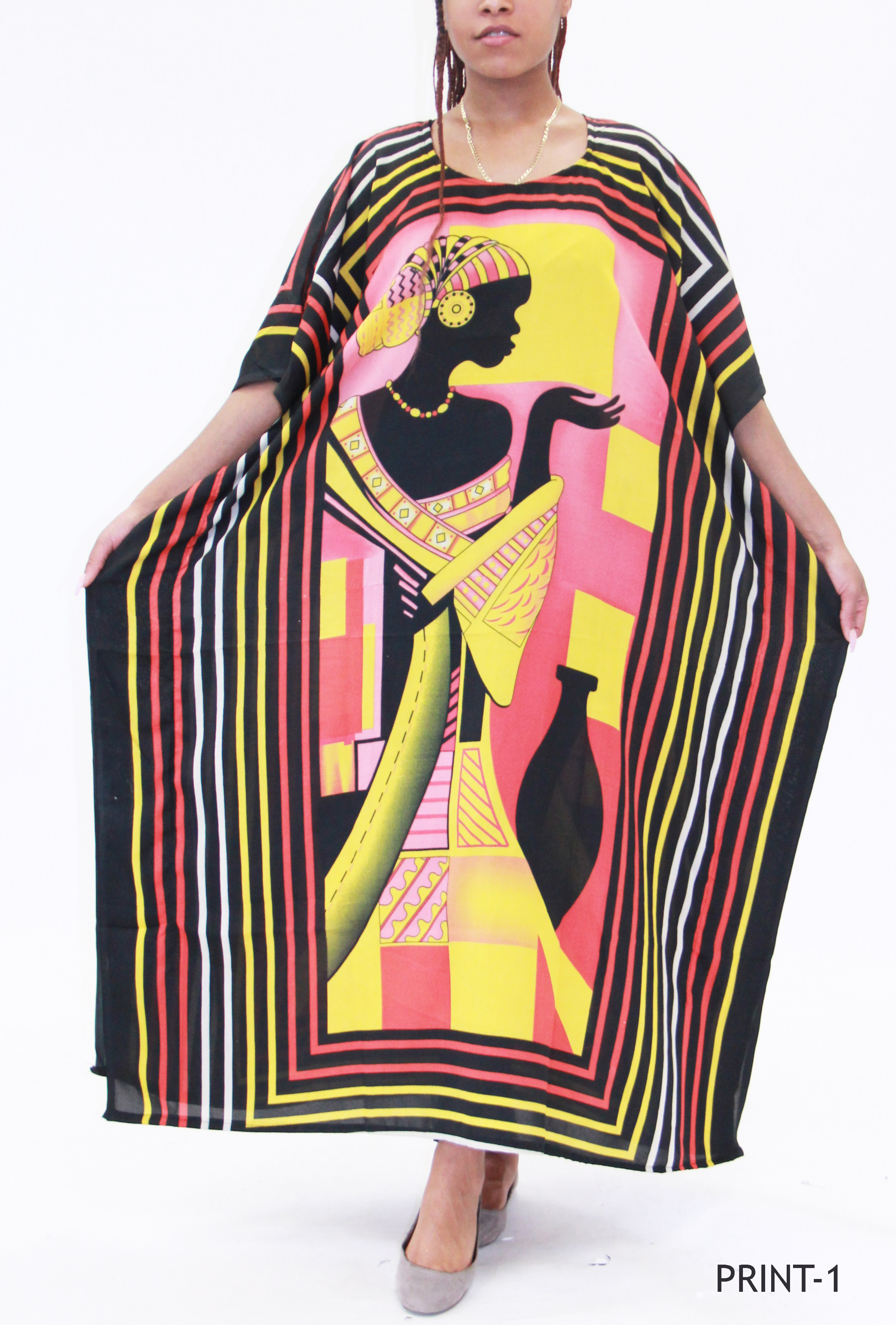 Women's Tropical Prints Beautiful Caftan Dresses Long Maxi Dress - Plus Sizes Available