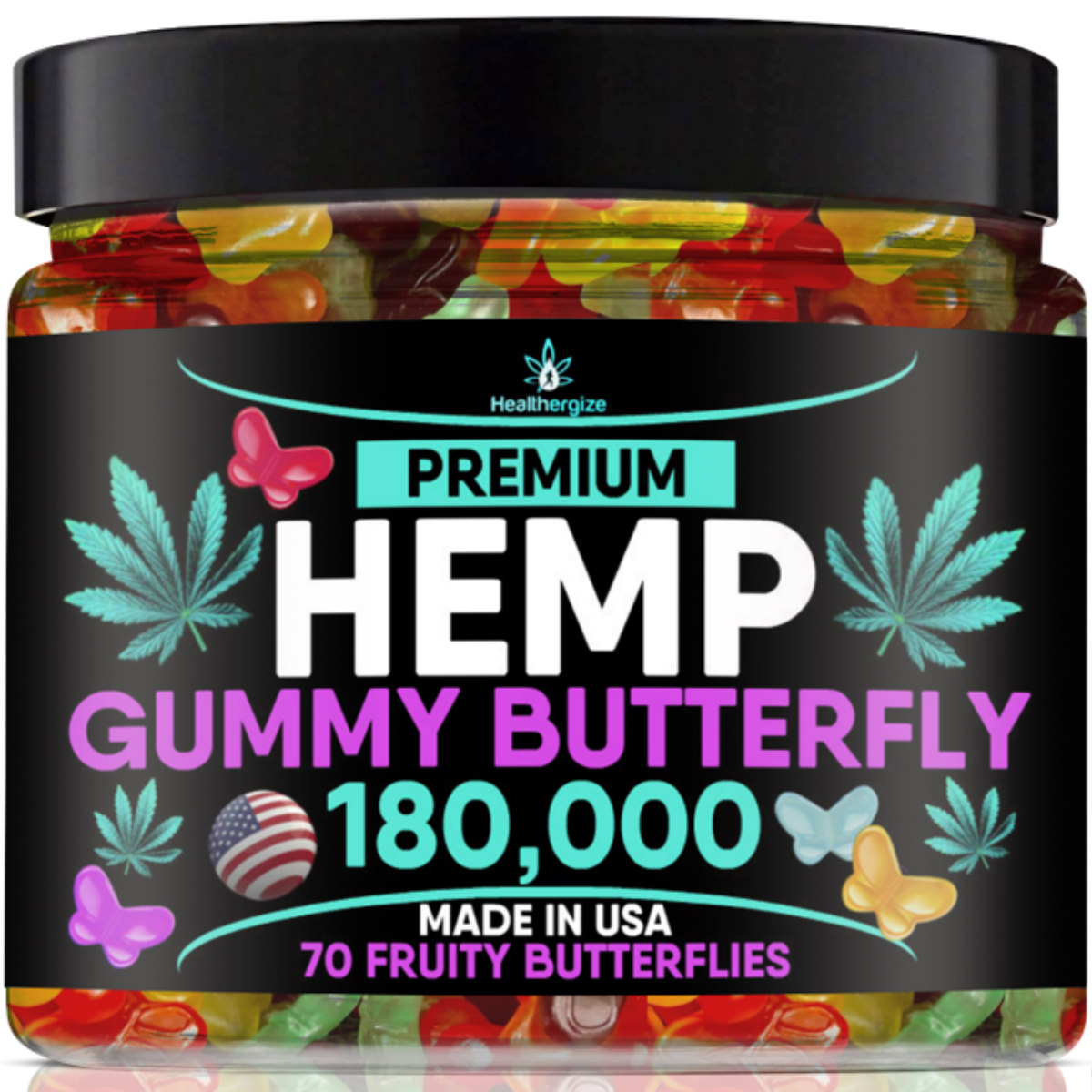 Hemp Gummies Butterflies-Made In USA-Premium Hemp Candy Butterfly, Stress, Sleep, Relax, Fun, Natural Calm