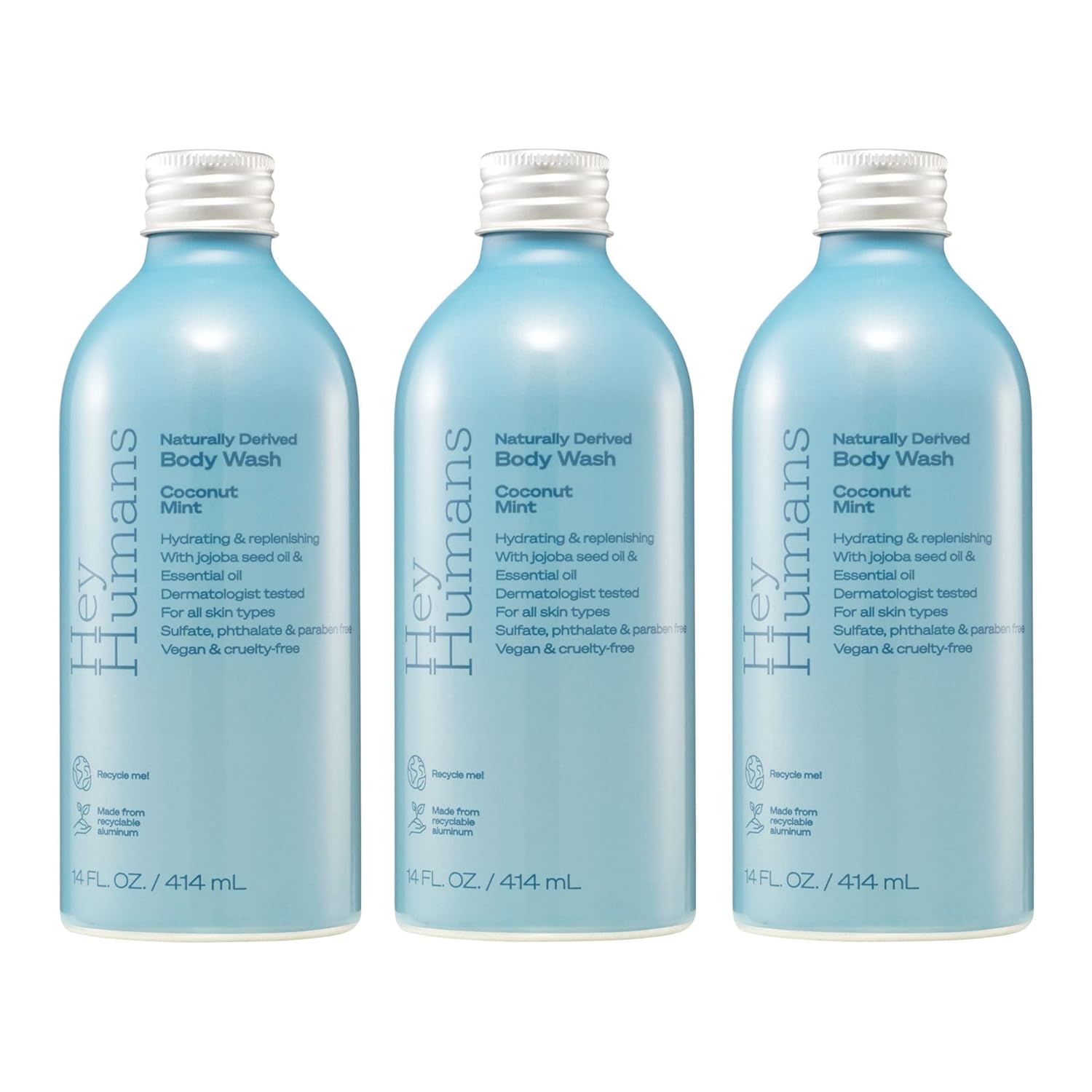 3 Pack Hey Humans Coconut Mint Moisturizing Body Wash