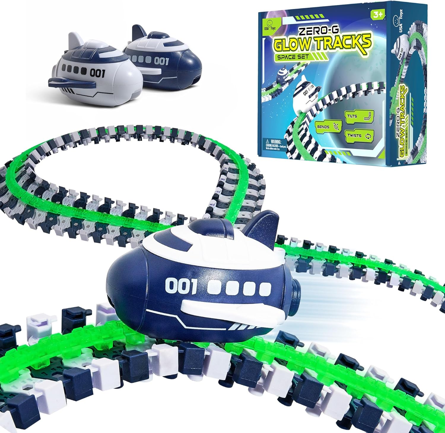 258-Piece USA Toyz Zero G Space Glow Race Track for Kids
