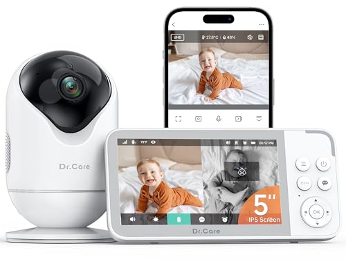 DR.CARE 5” SMART WIFI BABY MONITOR 1080P 2K CAMERA APP CONTROL 1 CAMERA - WHITE