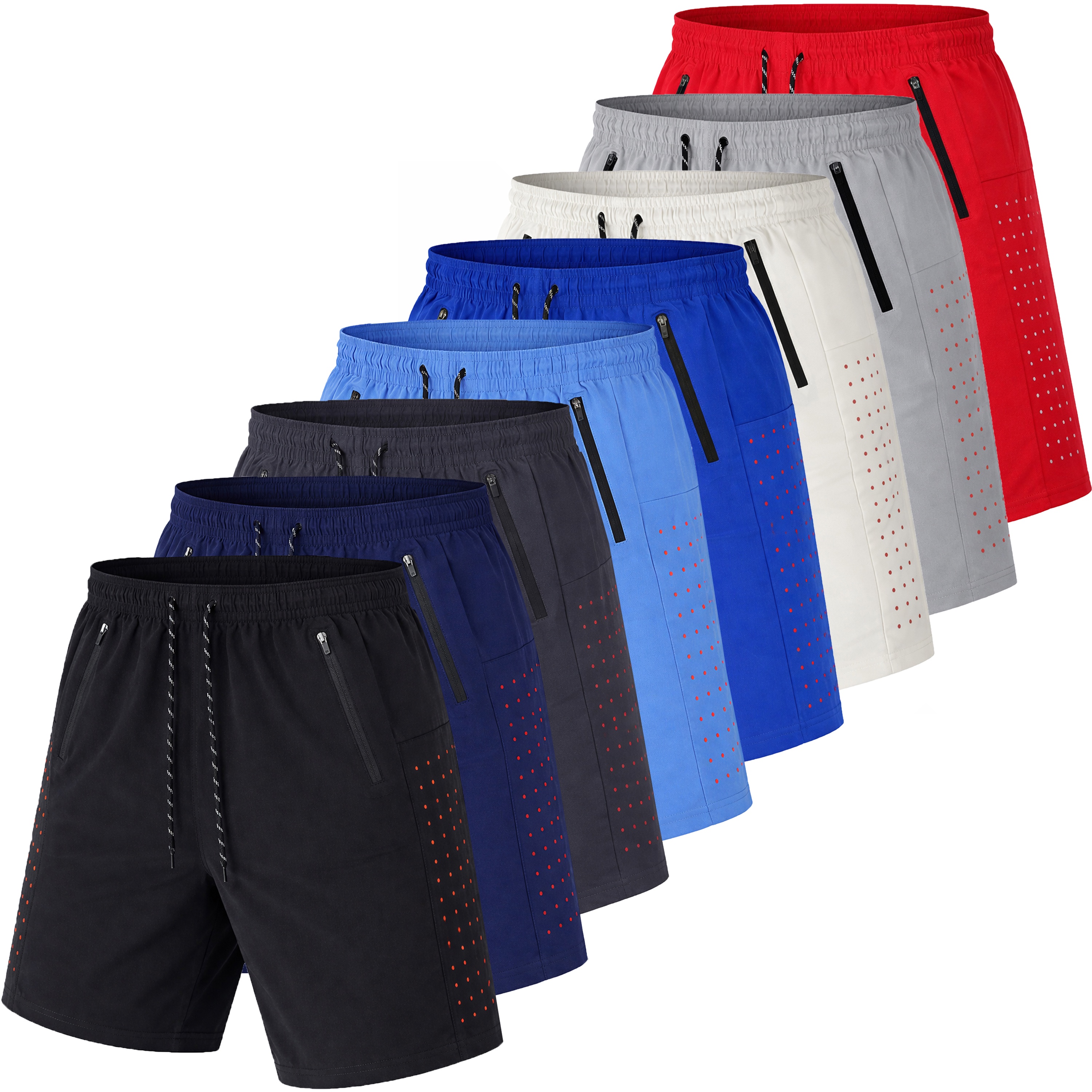 3-Pack Men's Performance Training Shorts With Zipper Pockets