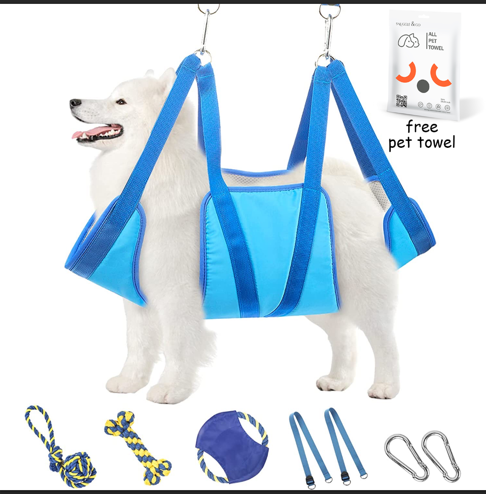 Pet Groom Hammock with toys Harness for Cats & Dogs, Dog Sling for Grooming