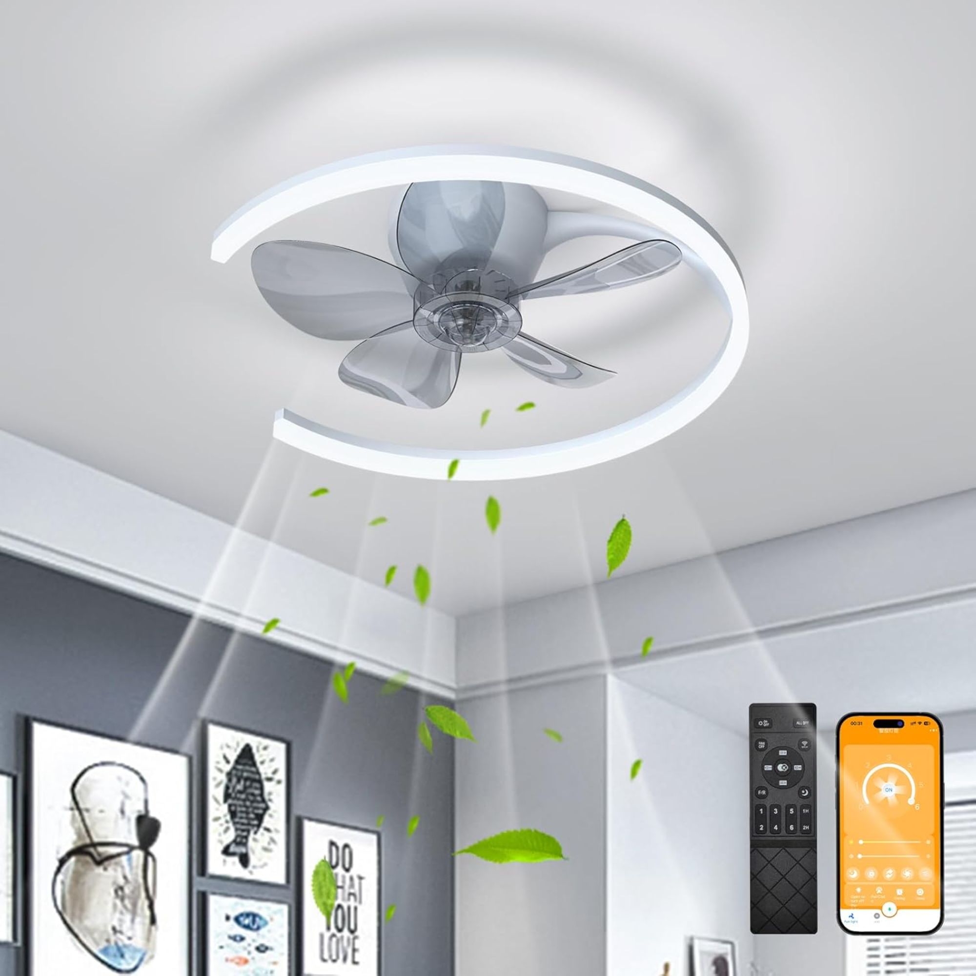20"" Dimmable Ceiling Fan With Remote