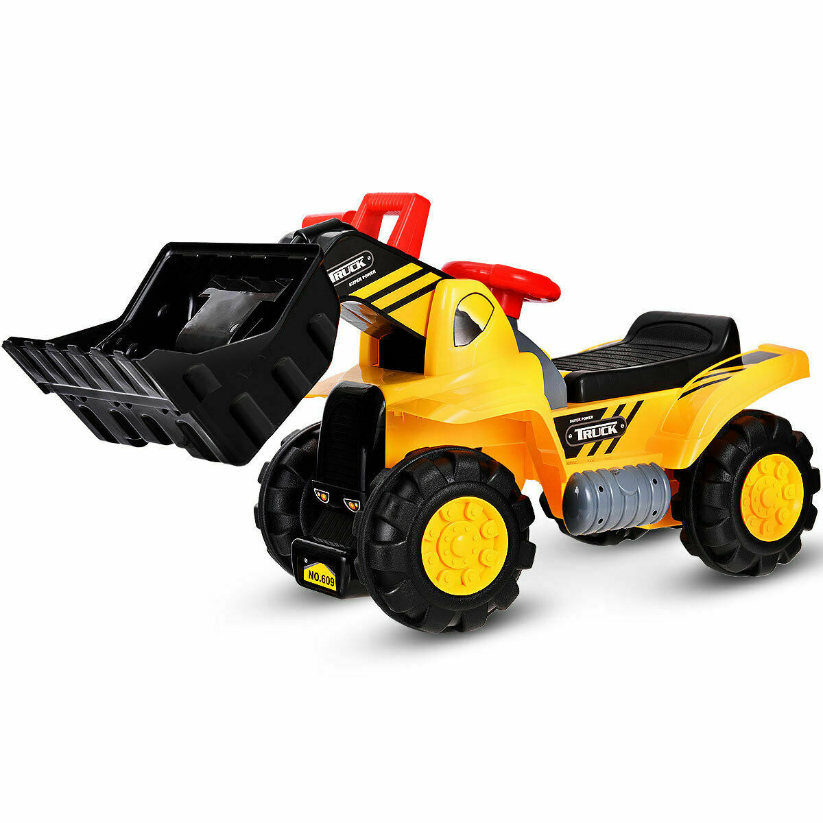 Costway Kids Toddler Ride On Excavator Digger Truck Scooter w/ Sound & Seat
