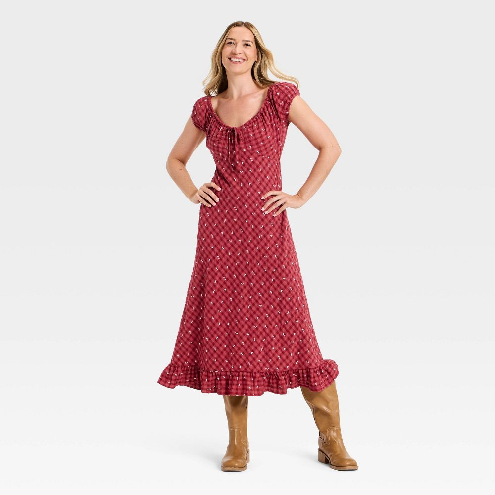Women's Puff Short Sleeve Ankle Sundress - Universal