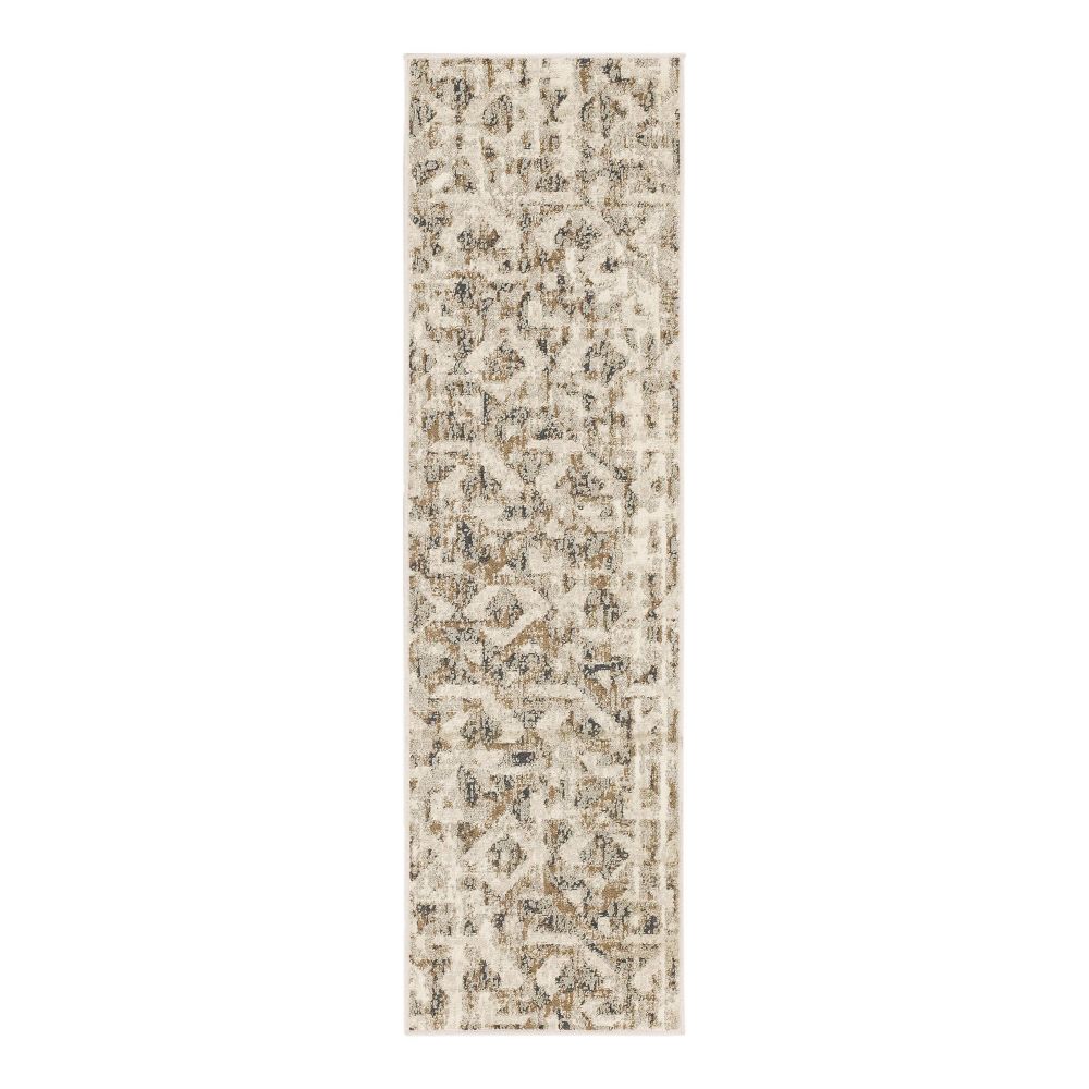 2'x7' Eliot Geo Runner Rug Tan/Beige/Gray - Threshold: Traditional Geometri