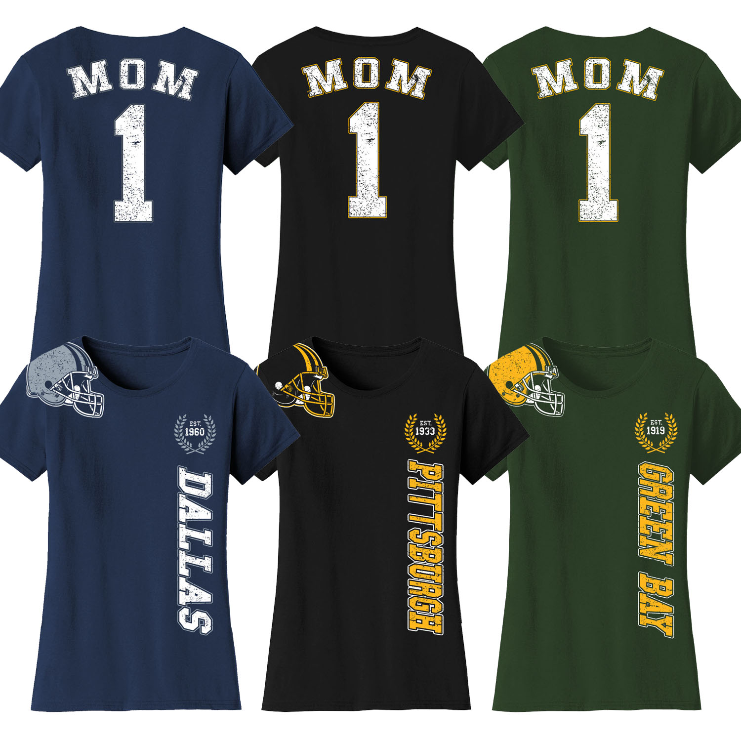 Women's Mom #1 Football Home Team T-Shirts