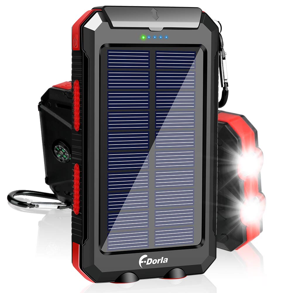 Heavy-Duty Solar Charger with Double LED and Compass - 10,000 or 20,000 mAH
