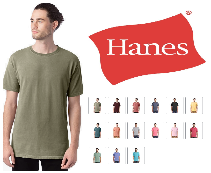 Hanes Men's ComfortWash Garment Dyed Short Sleeve Tee - 10 Colors