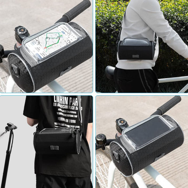 Waterproof Bicycle Handlebar Bag with Transparent Pouch Touch Screen