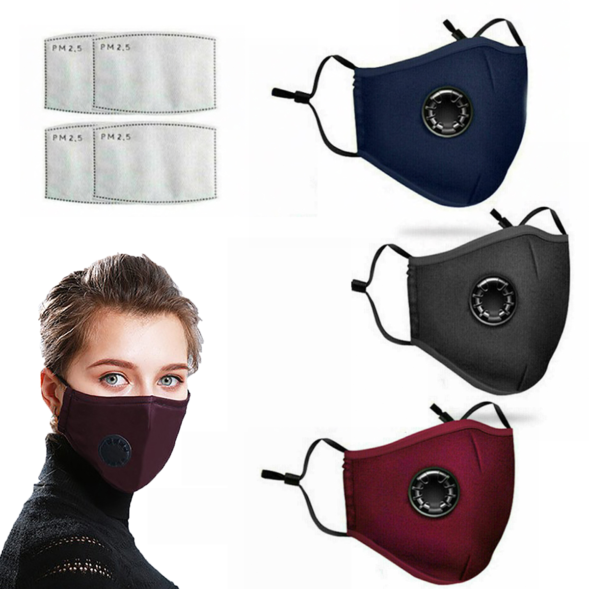 Reusable Cotton Mask Face Cover with 2 Filters