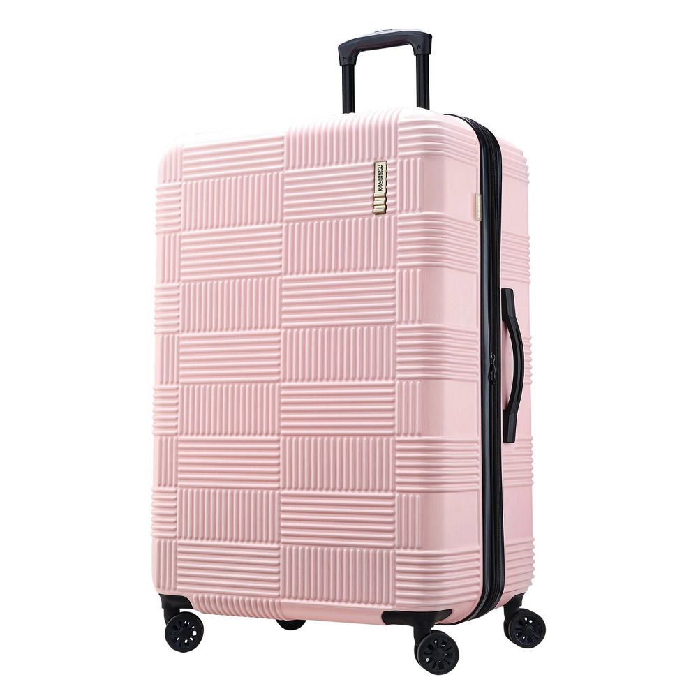 American Tourister NXT Hardside Large Checked Spinner Suitcase - Pink: Retr