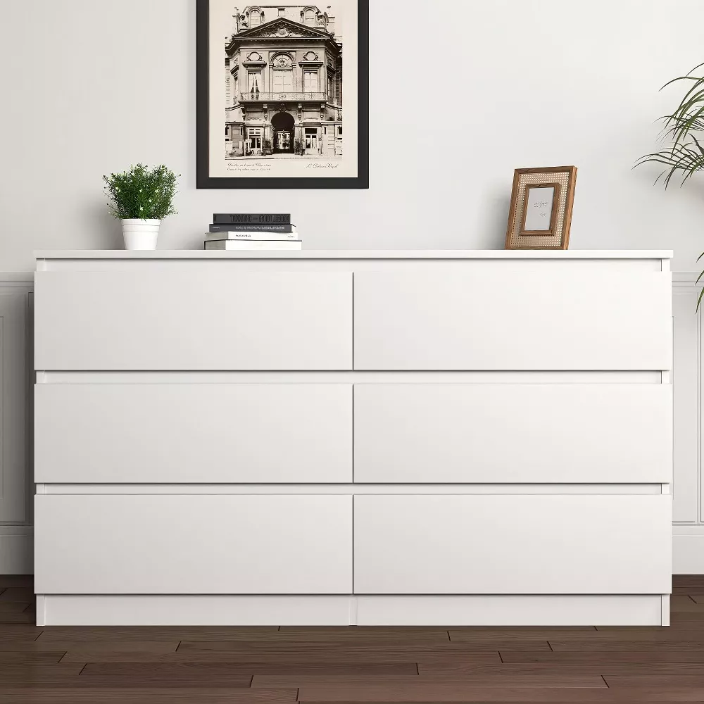 Resenkos Modern Mid Century 6 Drawer Wide Dresser