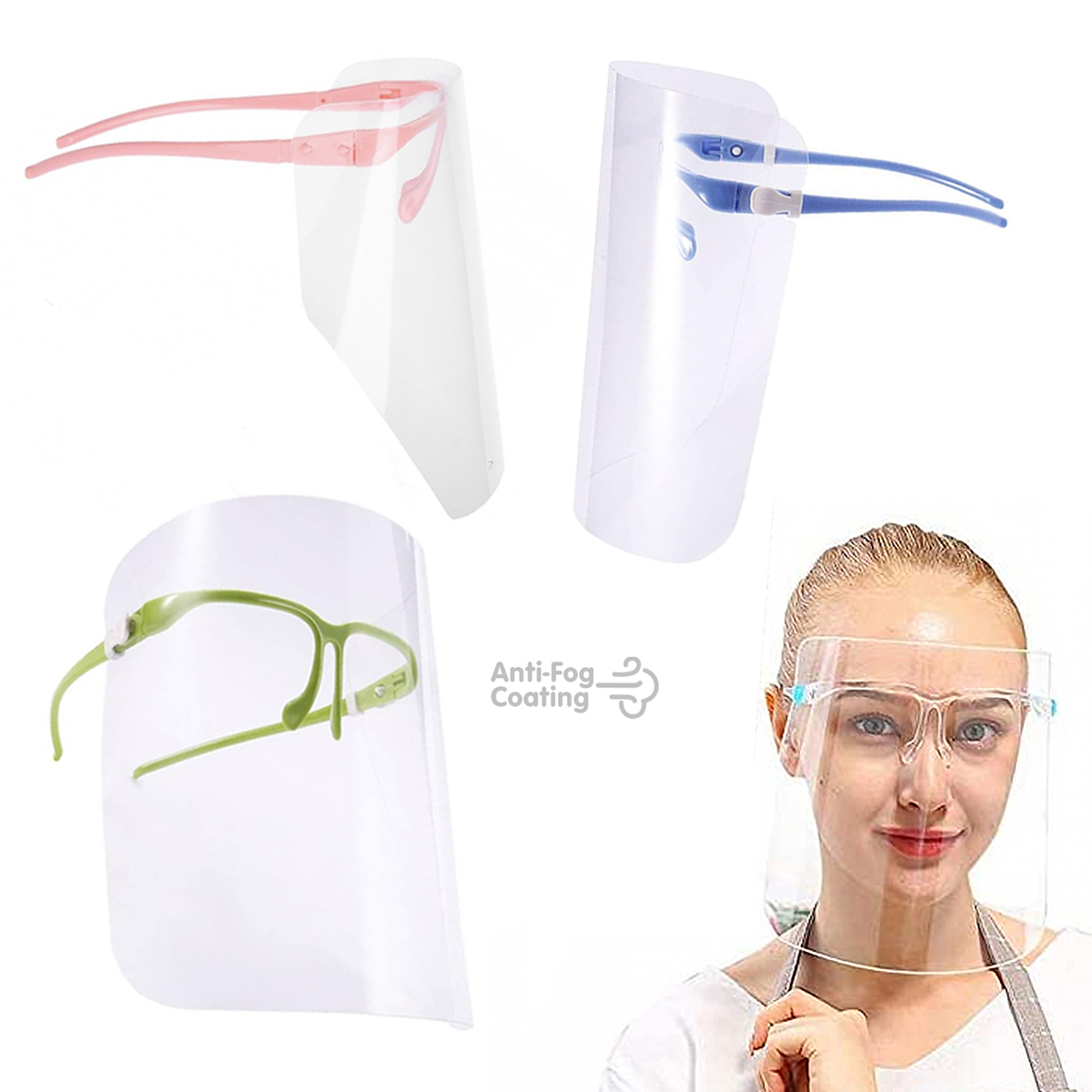 Protective Face Shield with Attached Glasses