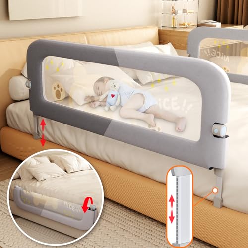 ABDTECH BED GUARD RAIL FOR TODDLERS 60 INCHES LIFT FOLDABLE ABD-BRU-150 - GRAY
