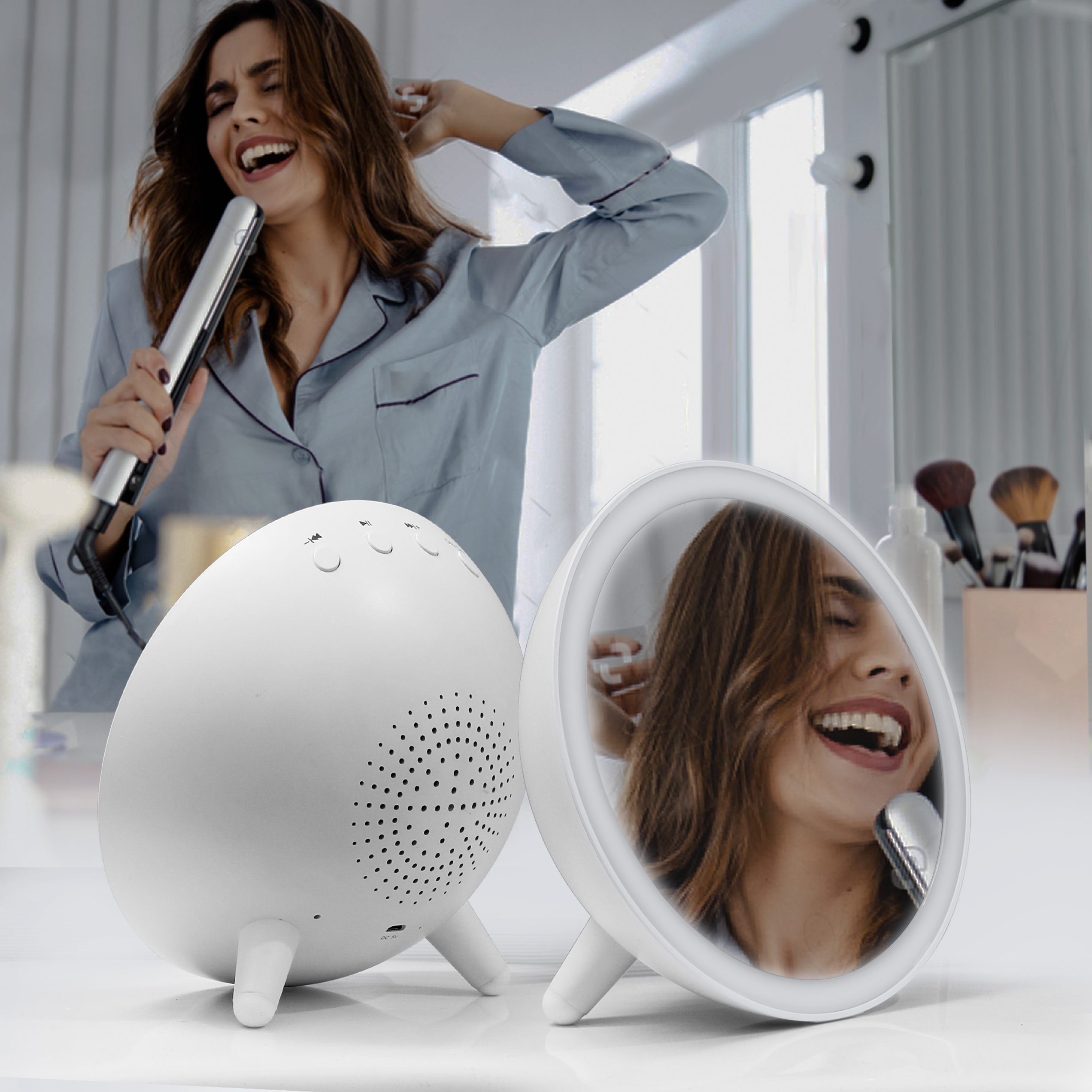 Vanity Mirror with Built in Wireless Speaker