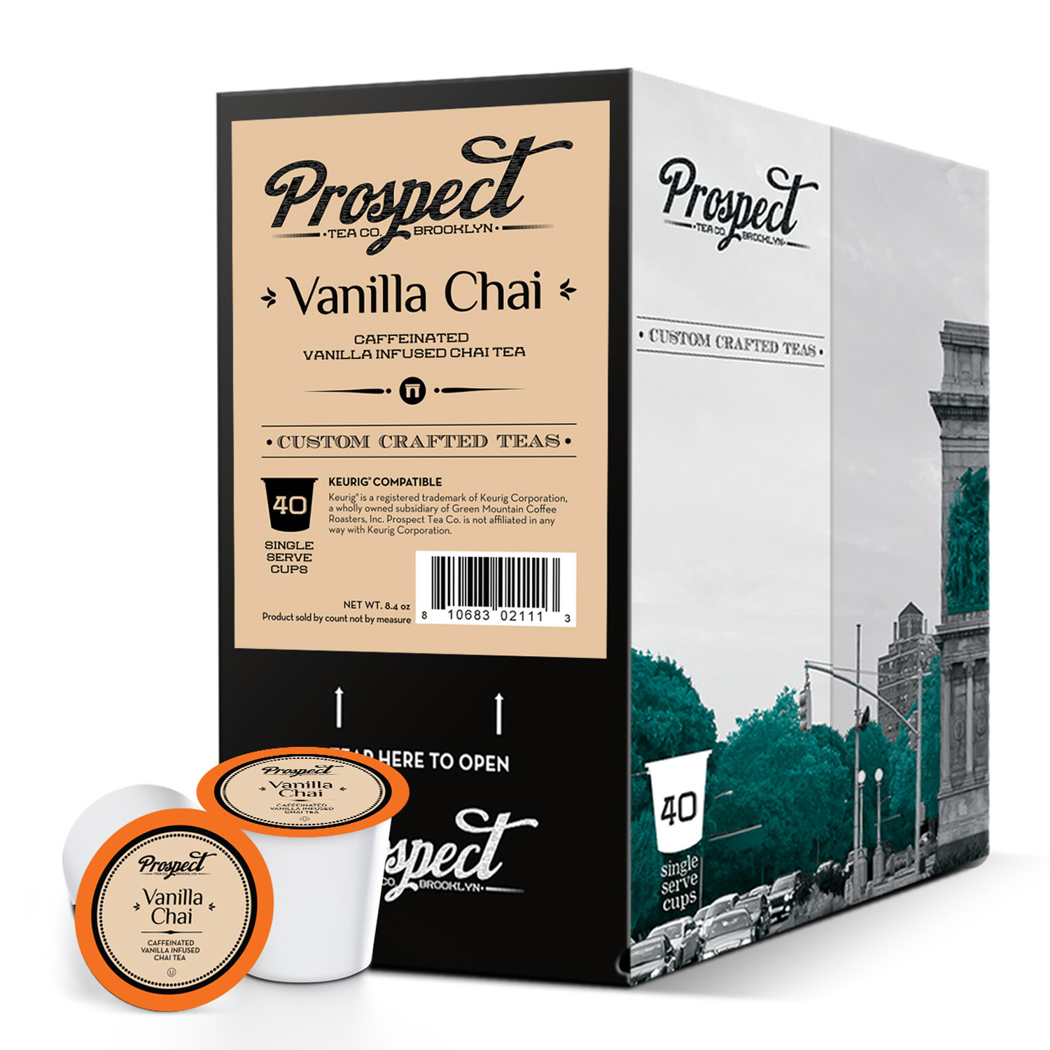 Prospect Tea Caffeinated Vanilla Chai Tea Pods, 40 Count