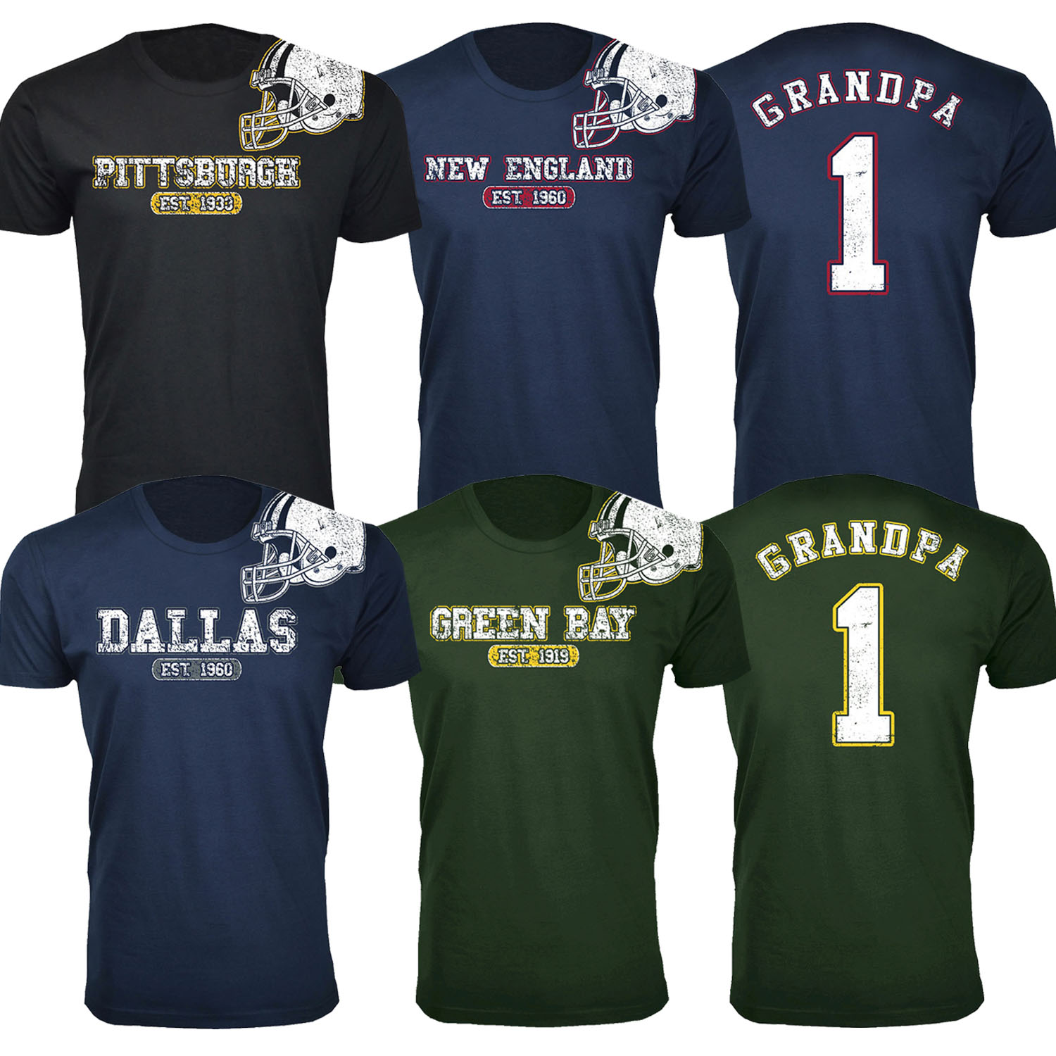 Men's Grandpa #1 Awesome Football Helmet T-Shirts