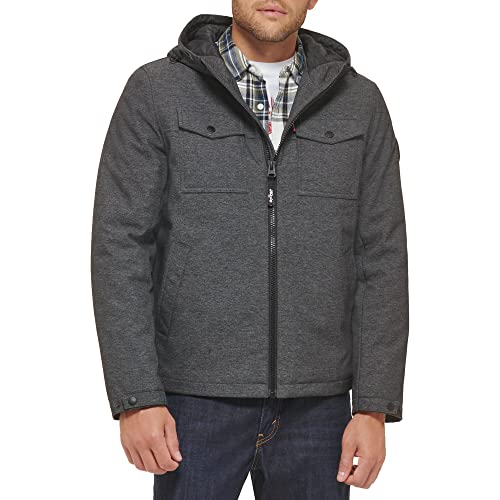 LEVI'S MEN'S SOFT SHELL HOODED STORM COAT - SIZE: MEN L - GRAPHITE - New