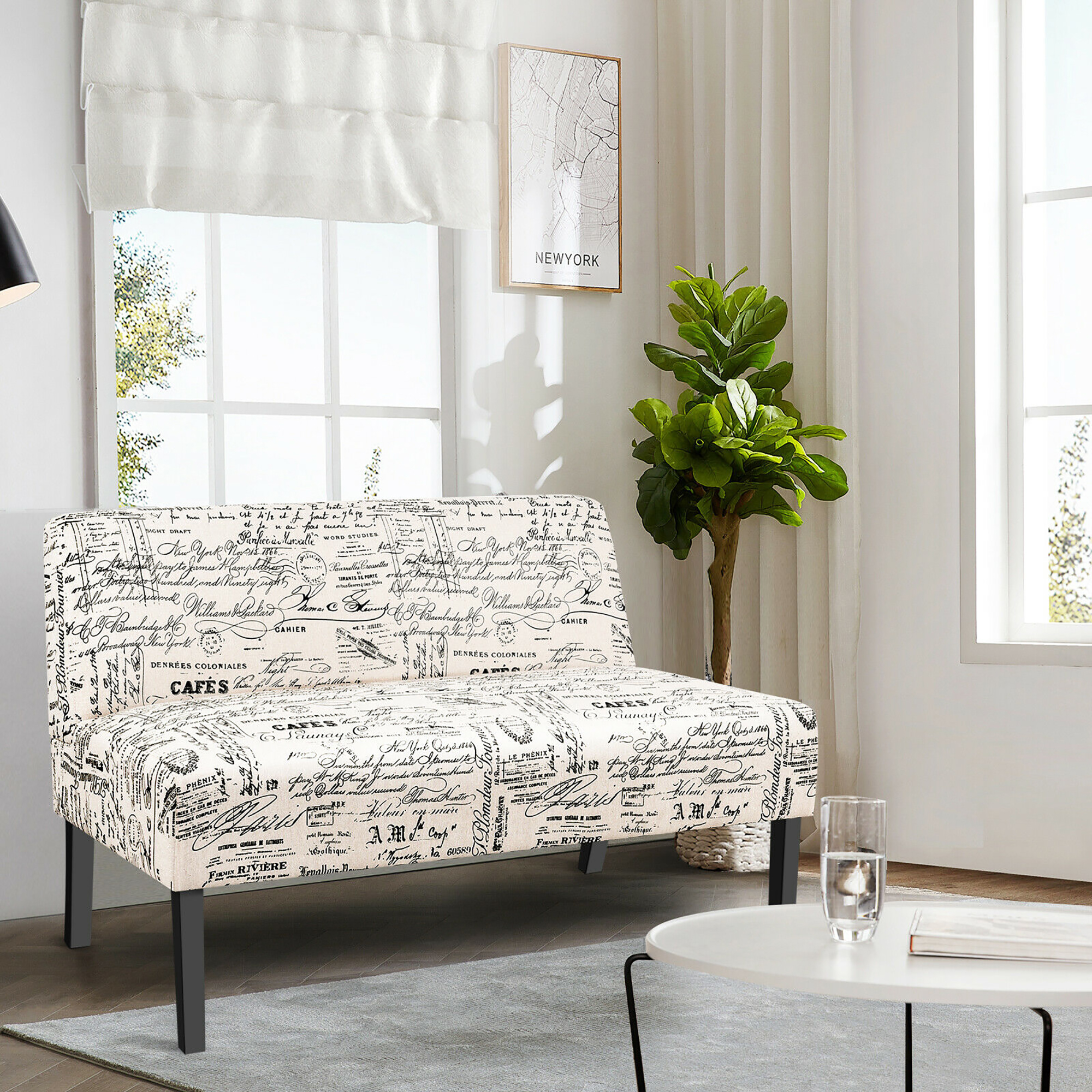 Costway Armless Loveseat Sofa