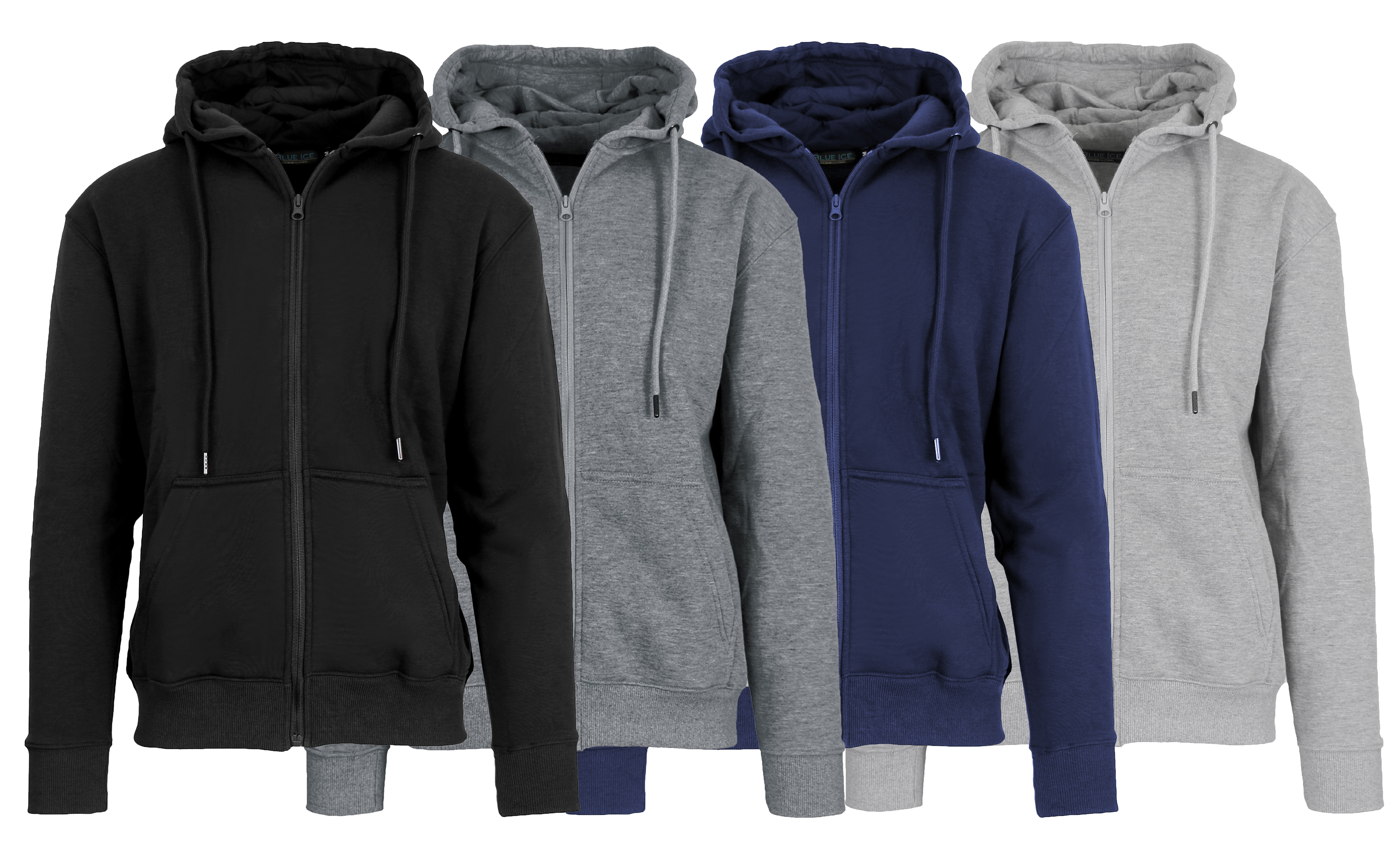 3-Pack: Men’s Fleece-Lined Full-Zip Hoodies (S-2XL)