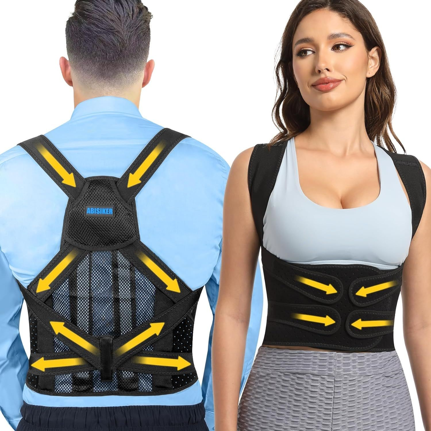 Back Brace Posture Corrector for Women and Men, Shoulder Straightener, Adjustable Full Back Support