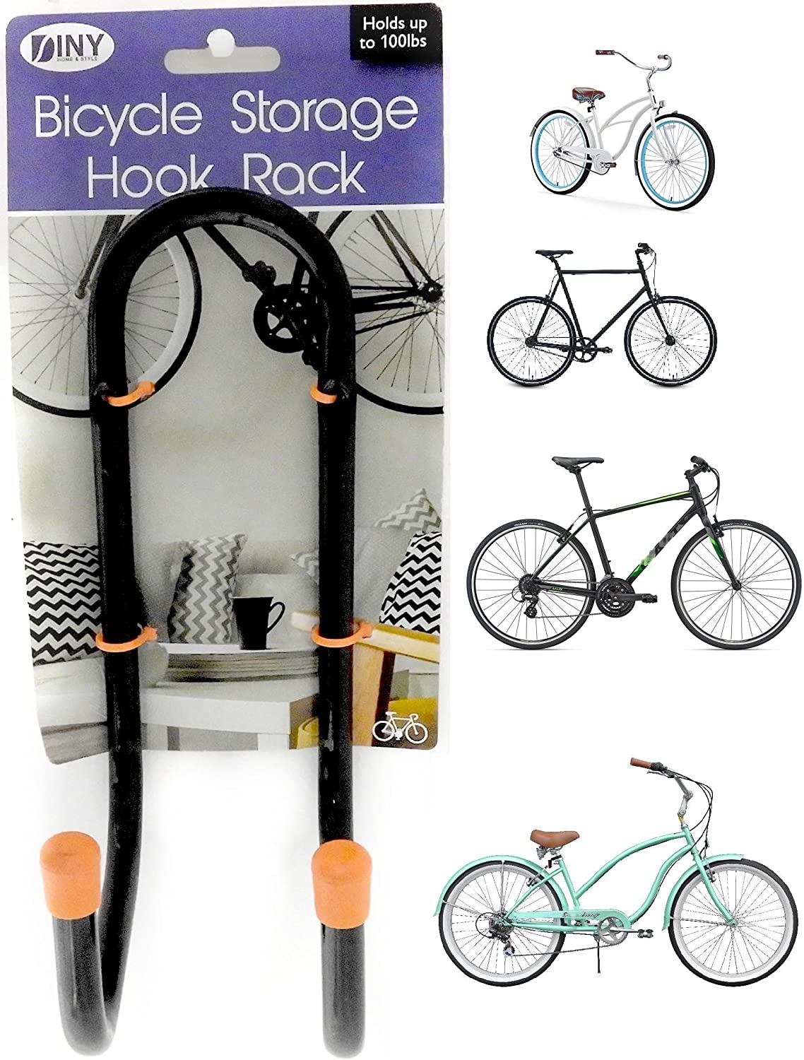 Bicycle Storage Hook Rack Hanger Holds A Bike up to 100 lbs