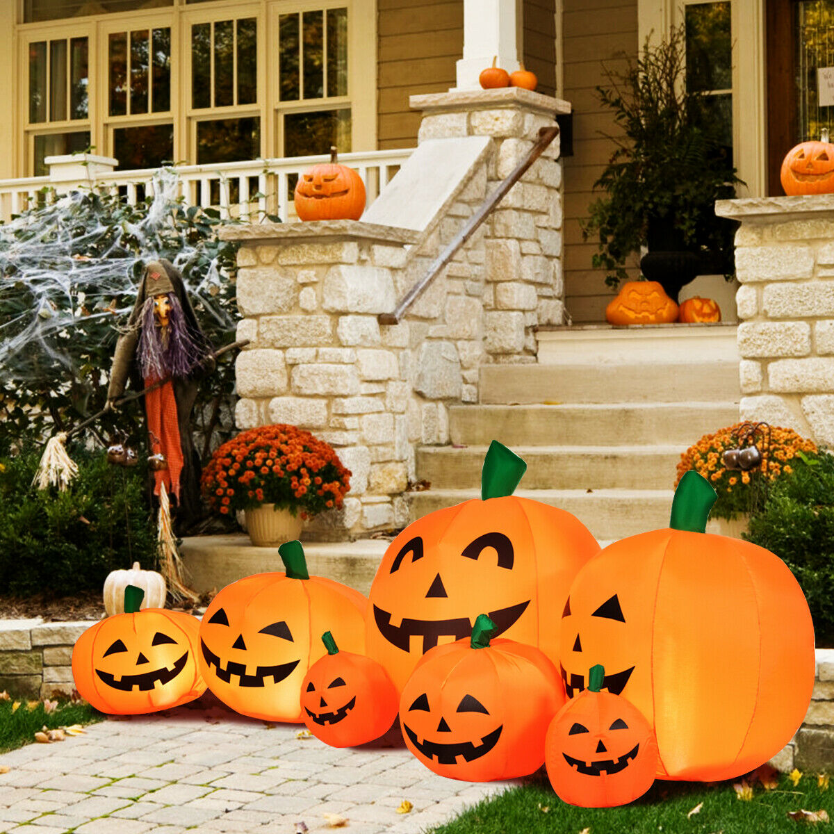7.5' Halloween Inflatable 7 Pumpkins Patch W/LED Lights