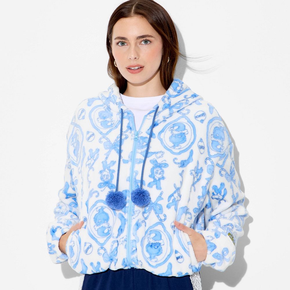 Women's Grinch Zip-Up Graphic Hooded Sweatshirt