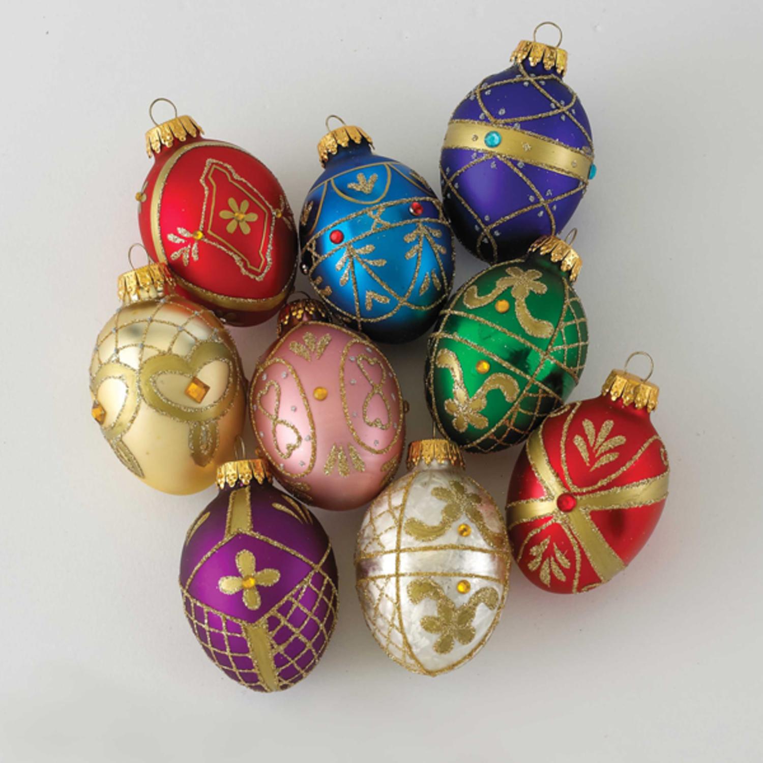 Club Pack of 12 Decorative Glass Eggs Christmas Ornaments 3.25" Tanga