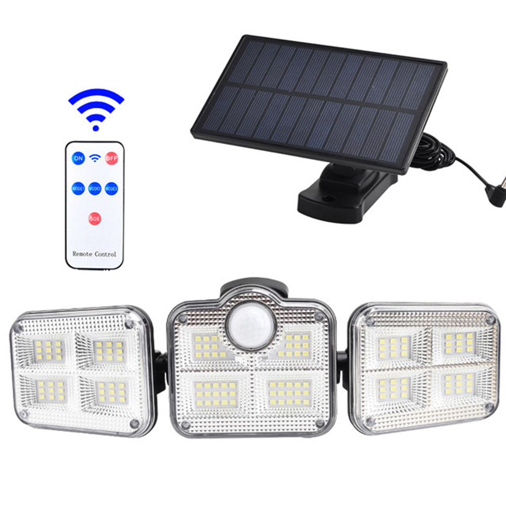 3 Head Solar Garden Light Motion Sensor Flood Light Outdoor Waterproof