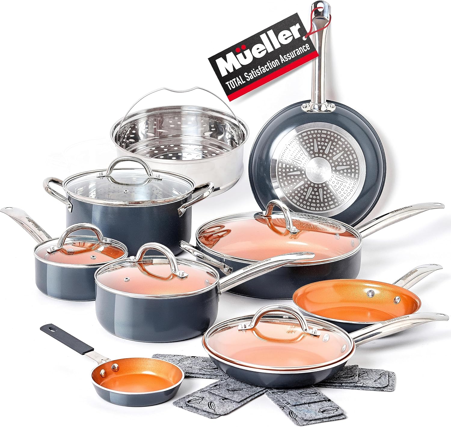 Mueller UltraClad 14-Piece Copper Pots and Pans Set