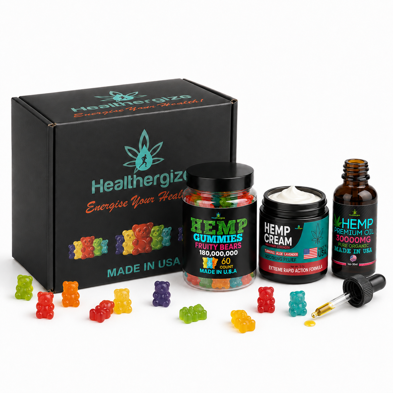3-Piece Hemp Relaxation & Relief Variety Gift Box (Gummies, Cream, Oil)