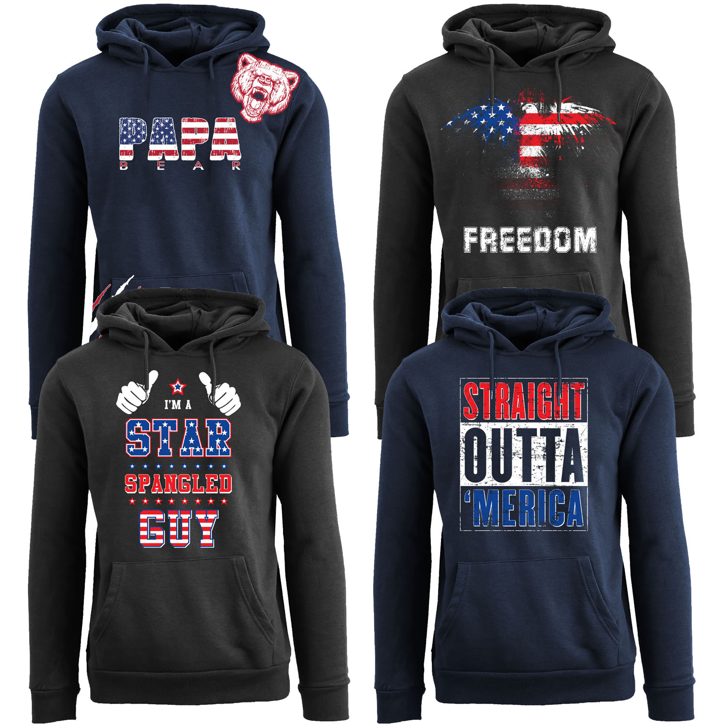 Men's Awesome 4th of July Themed Pull Over Hoodie