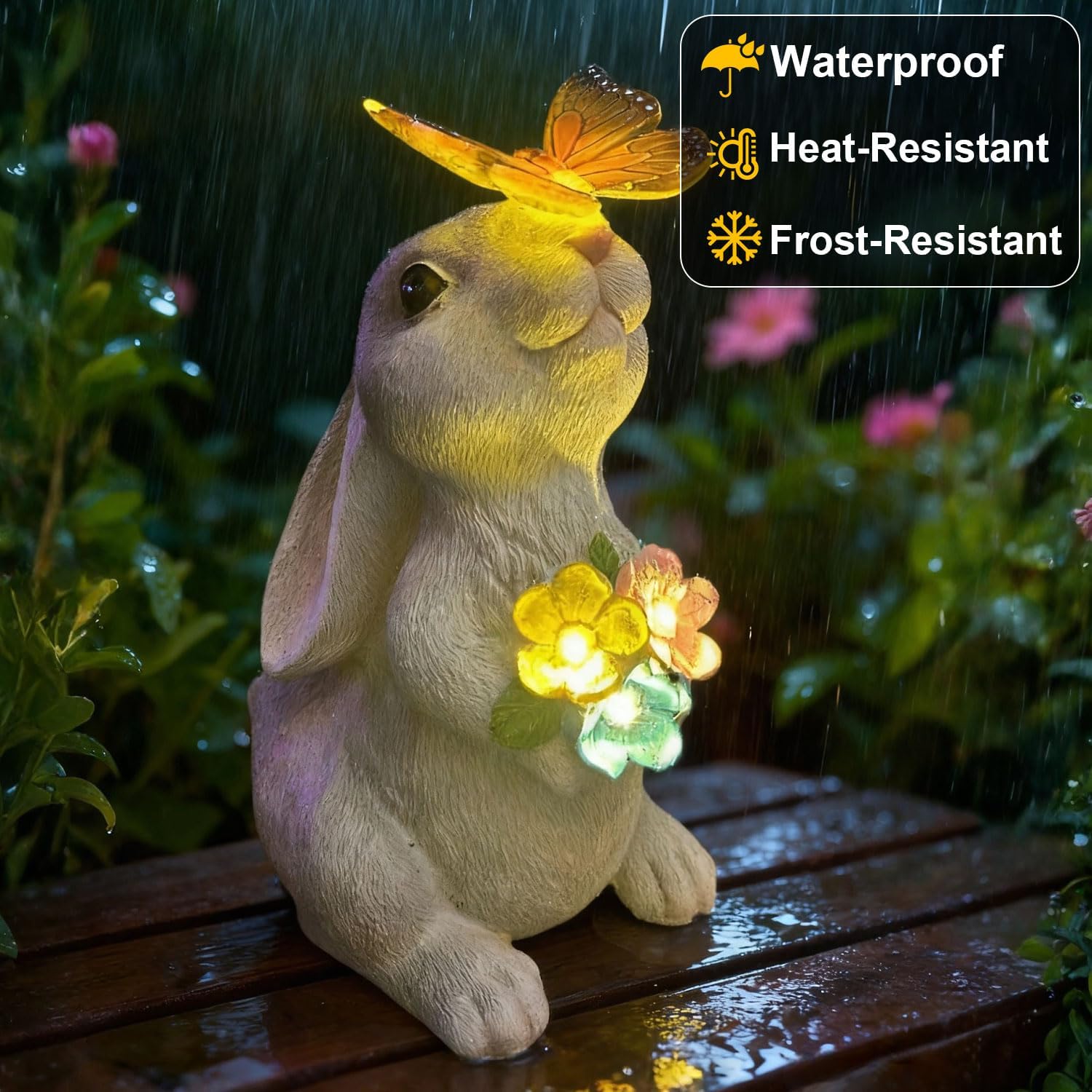 LED Solar Rabbit Figurines - Outdoor Garden & Patio Decor