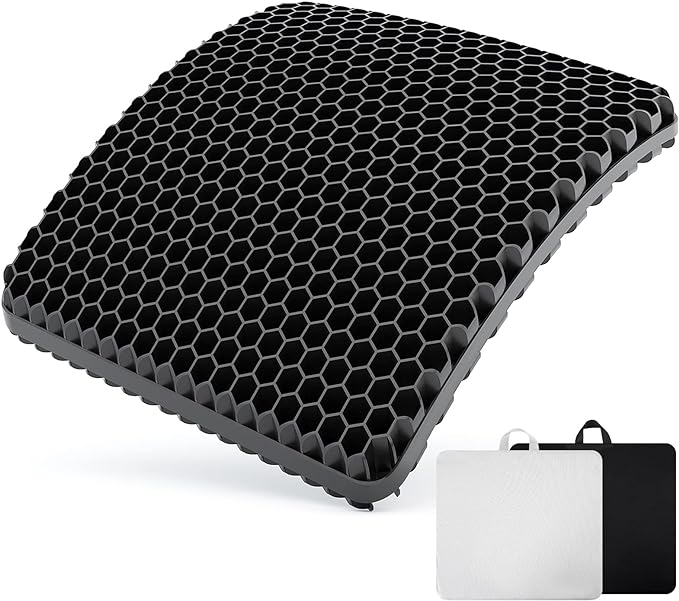 Evnoste Gel Big Seat Cushion Strong Support Sciatica & Back Pain Relief - Black