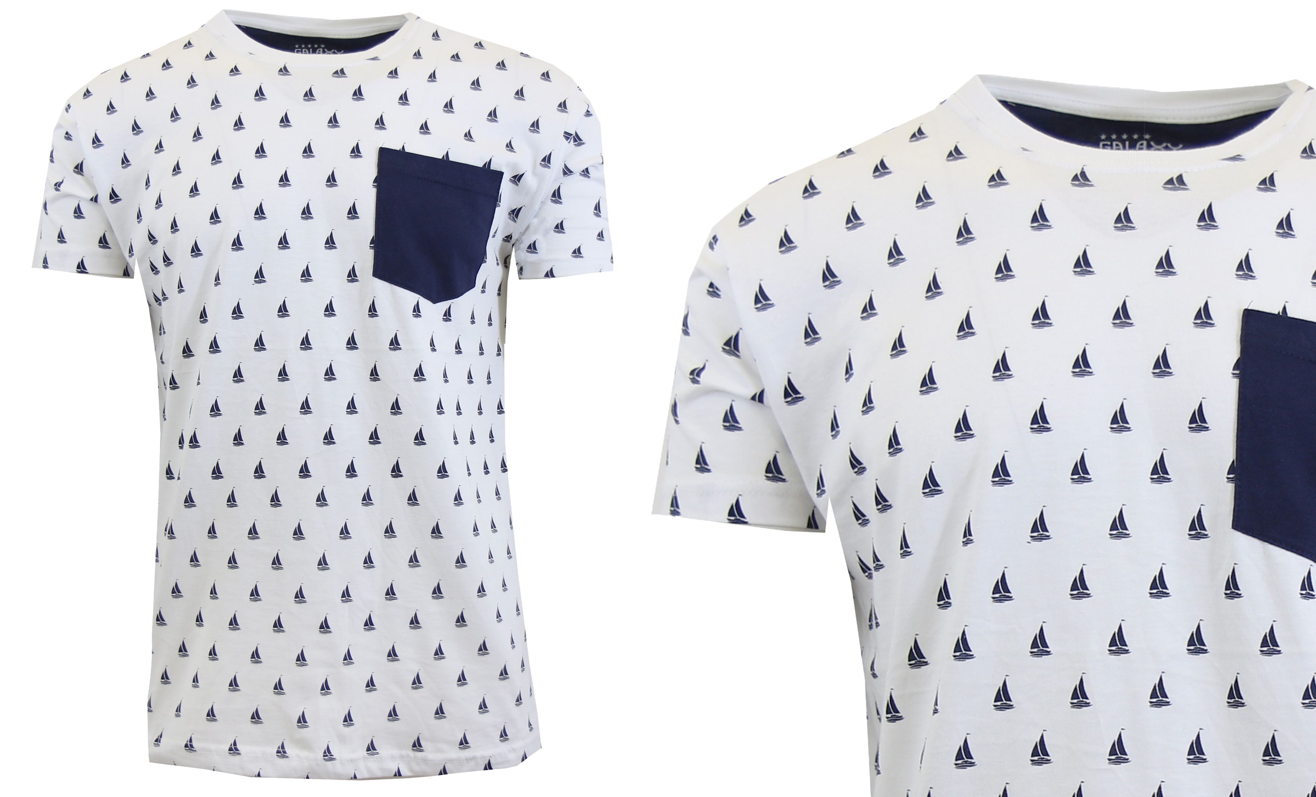 Men's Slim Fitting Short Sleeve Printed Tee With Chest Pocket
