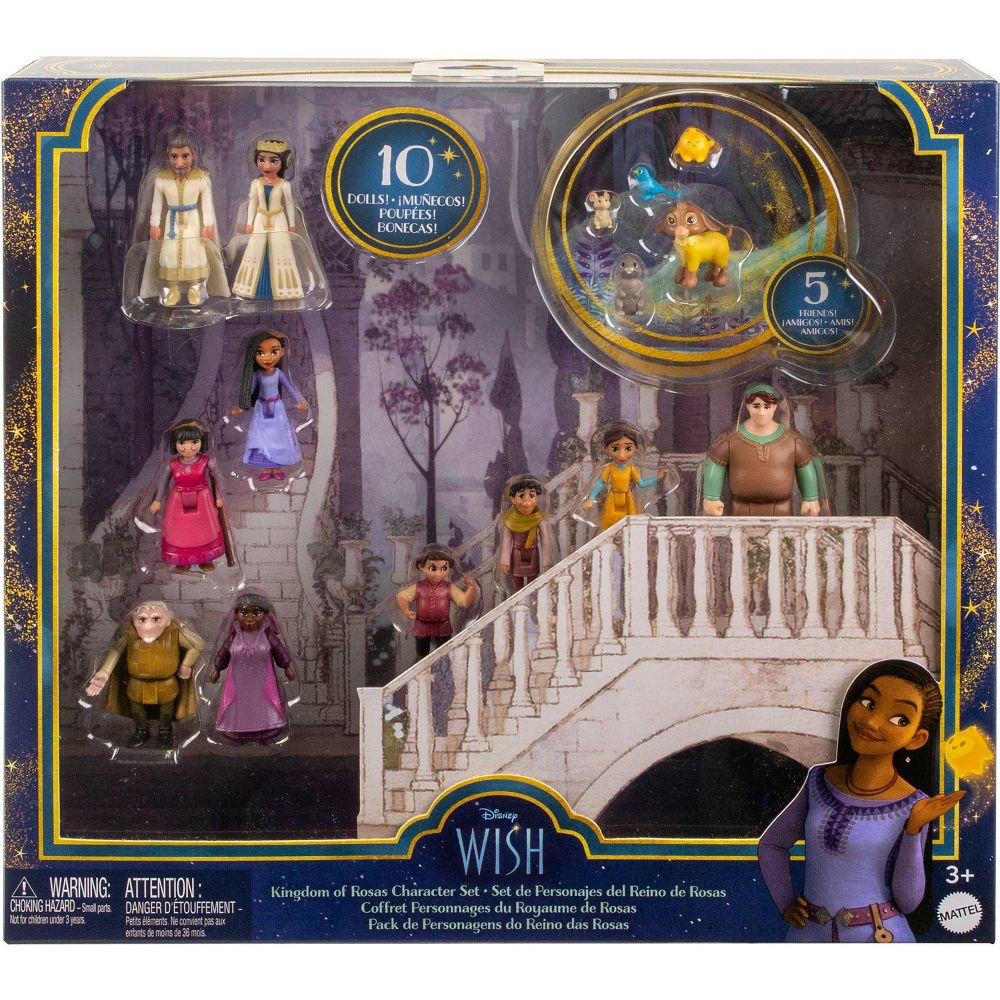 Disney Wish Kingdom of Rosas Character Set - Small Posable Mini Dolls & Pet