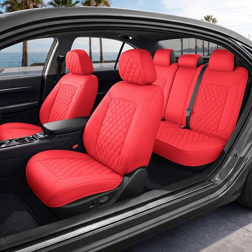 MOTORBOX HAVEN SERIES LEATHER SEAT COVERS FOR CARS LUX EDITION - CRIMSON RED